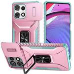 For Motorola Moto G Power / G Play 2025 Sliding Camshield Holder Phone Case(Grey Green + Pink)