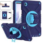 For Samsung Galaxy Tab A7 Lite X Rotation PC Hybrid Silicone Tablet Case with Strap(Navy Sky Blue)