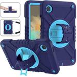 For Samsung Galaxy Tab A9 X110 X Rotation PC Hybrid Silicone Tablet Case with Strap(Navy Sky Blue)