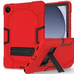 For Samsung Galaxy Tab A9+ X216 Contrast Color Robot Silicone Hybrid PC Tablet Case with Holder(Red Black)