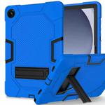 For Samsung Galaxy Tab A9+ X216 Contrast Color Robot Silicone Hybrid PC Tablet Case with Holder(Blue Black)