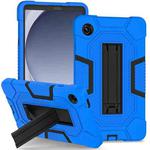 For Samsung Galaxy Tab A9 X115 Contrast Color Robot Silicone Hybrid PC Tablet Case with Holder(Blue Black)