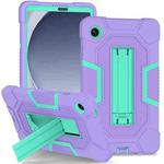 For Samsung Galaxy Tab A9 X115 Contrast Color Robot Silicone Hybrid PC Tablet Case with Holder(Purple Mint Green)