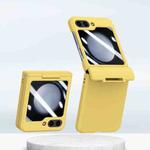 For Samsung Galaxy Z Flip5 5G PC Skin Feel Integrated Foldable Mid Shaft Phone Case(Yellow)