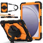For Samsung Galaxy Tab A9+ X216 Contrast Color Robot C2 Silicone Hybrid PC Tablet Case(Black Orange)
