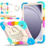 For Samsung Galaxy Tab A9+ X216 Contrast Color Robot C2 Silicone Hybrid PC Tablet Case(Colorful Blue)
