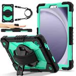 For Samsung Galaxy Tab A9 X115 Contrast Color Robot C2 Silicone Hybrid PC Tablet Case(Black Mint Green)