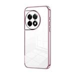 For OnePlus Ace 2 / 11R Transparent Plating Fine Hole Phone Case(Pink)