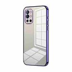 For OnePlus 9R Transparent Plating Fine Hole Phone Case(Purple)