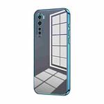 For OnePlus Nord Transparent Plating Fine Hole Phone Case(Blue)