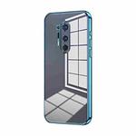 For OnePlus 8 Pro Transparent Plating Fine Hole Phone Case(Blue)