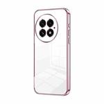 For OnePlus 13 Transparent Plating Fine Hole Phone Case(Pink)