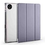 For Huawei MatePad Pro 11 2024 3-fold Clear TPU Leather Tablet Case with Pen Slot(Lavender Purple)