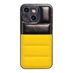For iPhone 13 Color Block Down Jacket Phone Case(Black Yellow)
