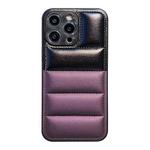 For iPhone 12 Pro Max Color Block Down Jacket Phone Case(Black Purple)