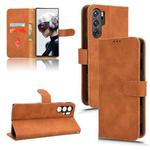 For ZTE nubia Red Magic 9 Pro Skin Feel Magnetic Flip Leather Phone Case(Brown)