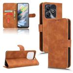 For ZTE Blade A75 Skin Feel Magnetic Flip Leather Phone Case(Brown)