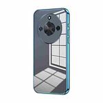 For Honor X50 Transparent Plating Fine Hole Phone Case(Blue)