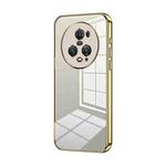 For Honor Magic5 Pro Transparent Plating Fine Hole Phone Case(Gold)