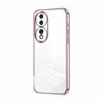 For Honor 70 Transparent Plating Fine Hole Phone Case(Pink)