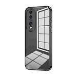 For Honor 70 Transparent Plating Fine Hole Phone Case(Black)