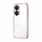 For Honor Play 30 Plus Transparent Plating Fine Hole Phone Case(Pink)