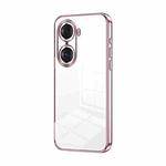 For Honor 60 Pro Transparent Plating Fine Hole Phone Case(Pink)