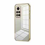 For Honor V40 Transparent Plating Fine Hole Phone Case(Gold)