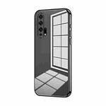 For Honor 20 Pro Transparent Plating Fine Hole Phone Case(Black)