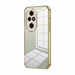 For Honor 200 Pro Transparent Plating Fine Hole Phone Case(Gold)