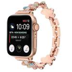 For Apple Watch SE 2023 44mm 5-petaled Flower Zinc Alloy Chain Watch Band(Rose Gold Colorful)
