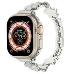 For Apple Watch Ultra 2 49mm 5-petaled Flower Zinc Alloy Chain Watch Band(Silver)