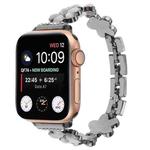 For Apple Watch Series 9 45mm 5-petaled Flower Zinc Alloy Chain Watch Band(Black)