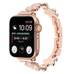 For Apple Watch Series 9 45mm 5-petaled Flower Zinc Alloy Chain Watch Band(Rose Gold)