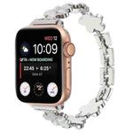 For Apple Watch Series 9 45mm 5-petaled Flower Zinc Alloy Chain Watch Band(Silver)