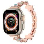 For Apple Watch Ultra 49mm 5-petaled Flower Zinc Alloy Chain Watch Band(Rose Gold Colorful)