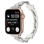 For Apple Watch Series 7 41mm 5-petaled Flower Zinc Alloy Chain Watch Band(Silver)