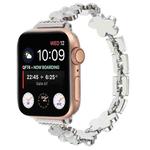 For Apple Watch SE 44mm 5-petaled Flower Zinc Alloy Chain Watch Band(Silver)