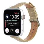 For Apple Watch SE 2023 44mm Slim Crocodile Leather Watch Band(Khaki)