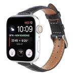 For Apple Watch SE 2023 40mm Slim Crocodile Leather Watch Band(Black)