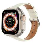 For Apple Watch Ultra 2 49mm Slim Crocodile Leather Watch Band(Beige)