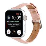 For Apple Watch Series 9 41mm Slim Crocodile Leather Watch Band(Pink)