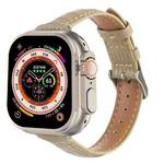 For Apple Watch Ultra 49mm Slim Crocodile Leather Watch Band(Khaki)