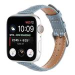 For Apple Watch SE 2022 40mm Slim Crocodile Leather Watch Band(Light Blue)