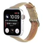 For Apple Watch SE 40mm Slim Crocodile Leather Watch Band(Khaki)