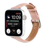 For Apple Watch SE 44mm Slim Crocodile Leather Watch Band(Pink)