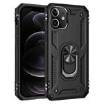 For iPhone 12 / 12 Pro Shockproof TPU + PC Protective Case with 360 Degree Rotating Holder(Black)