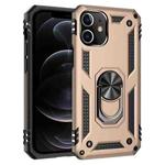 For iPhone 12 / 12 Pro Shockproof TPU + PC Protective Case with 360 Degree Rotating Holder(Gold)