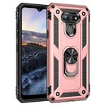 For LG Harmony 4 Shockproof TPU + PC Protective Case with 360 Degree Rotating Holder(Rose Gold)