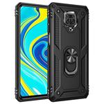 For Xiaomi Redmi Note 9 Pro Shockproof TPU + PC Protective Case with 360 Degree Rotating Holder(Black)